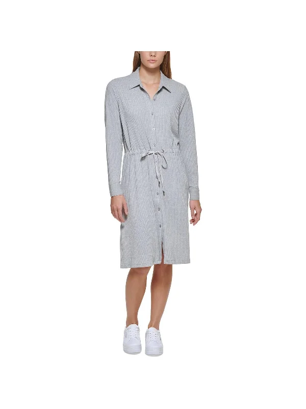 Grab Yours Before It’s Too Late!Womens Tie Waist Midi Shirtdress
