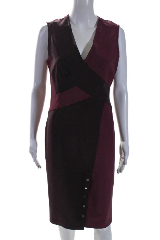 Best Deals Just for You!Yigal Azrouel Womens Sleeveless Slit Hem Color Block Midi Dress Burgundy Best Deals Just for You!Yigal Azrouel Womens Sleeveless Slit Hem Color Block Midi Dress Burgundy