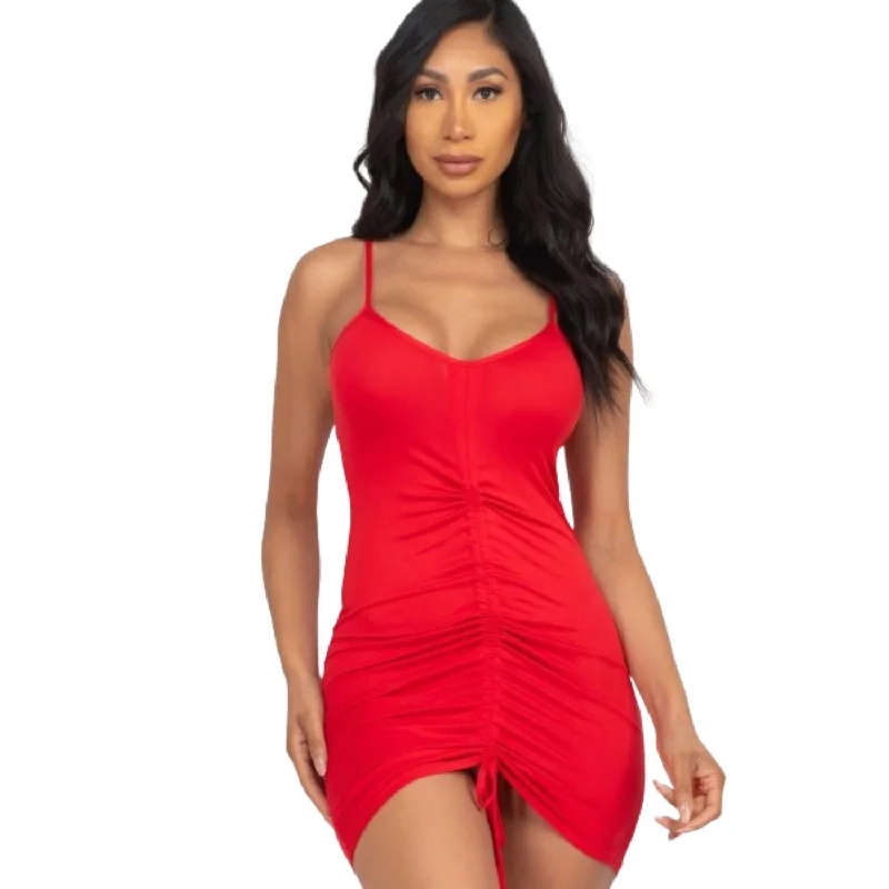 Amazing Prices You Can’t Resist!Adjustable Ruched Front Detail Mini Dress