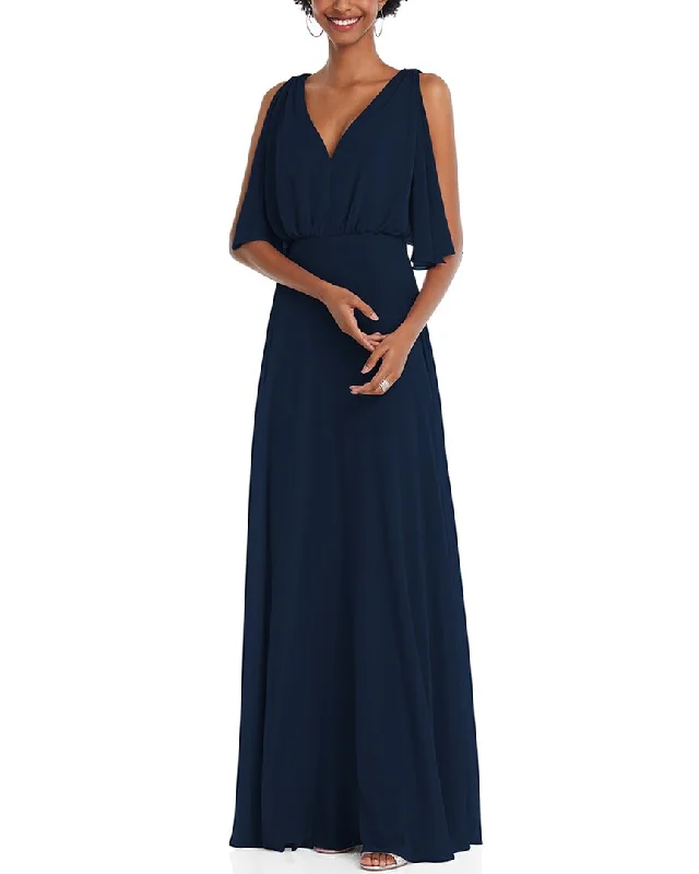 Unbeatable Prices!After Six V-Neck Split Sleeve Blouson Bodice Maxi Dress