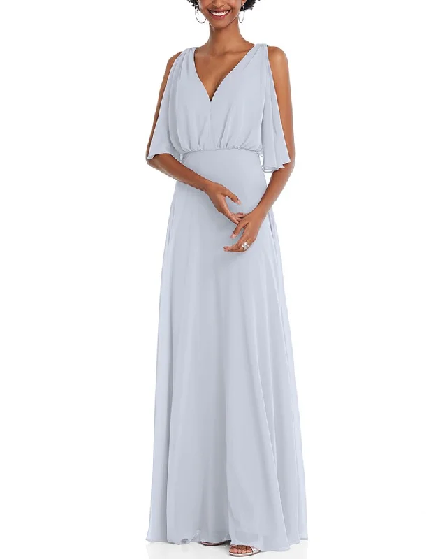 Buy More, Save More!After Six V-Neck Split Sleeve Blouson Bodice Maxi Dress
