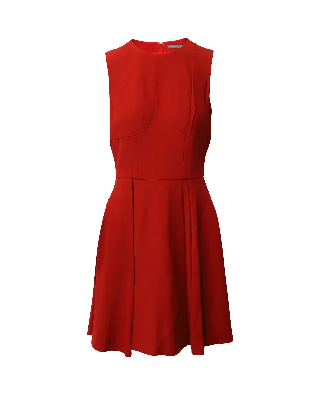 Your Wallet Will Thank You!Alexander McQueen Sleeveless Mini Dress in Red Acetate