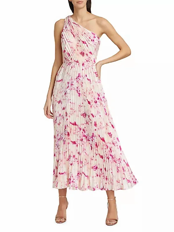 Biggest Sale of the Season!Alina One Shoulder Midi Dress In French Rose