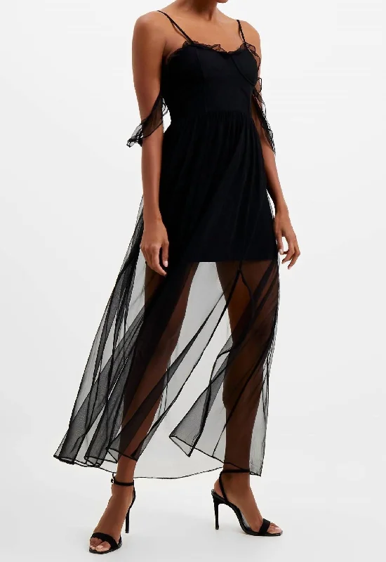 Limited Stock Available!Alizee Mesh Night Out Maxi Dress In Blackout
