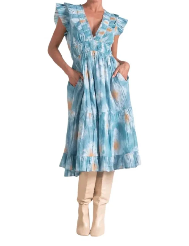 Special Offer – Act Fast!Anna Marie Ruffle Midi Dress In Blue