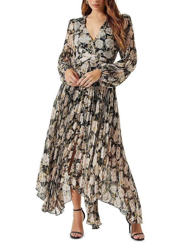 Your Best Deals Are Here!Ayana Womens Chiffon Pleated Midi Dress
