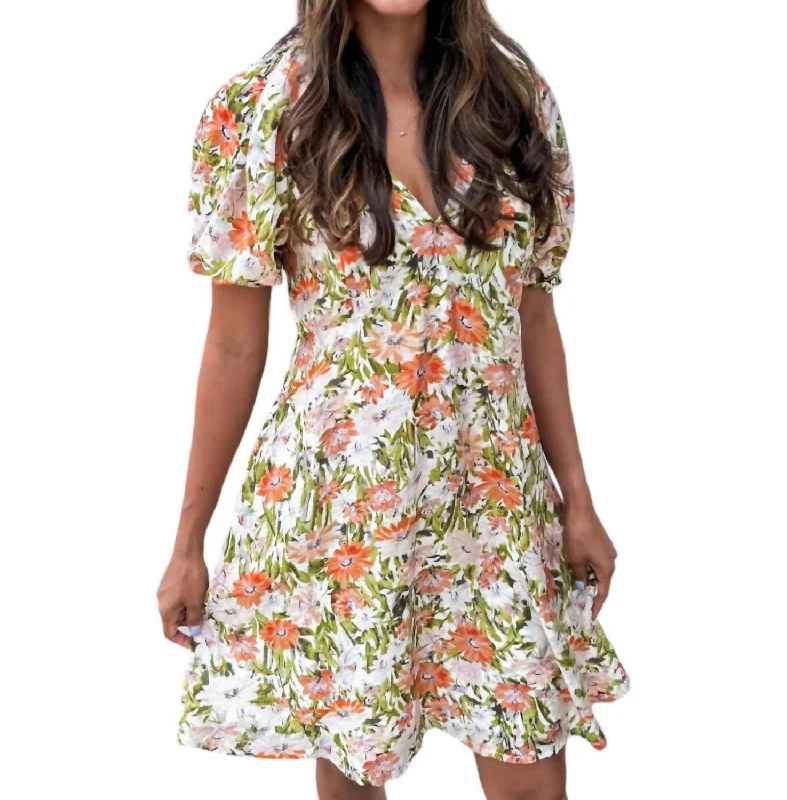 Steals and Deals Await!Azelea Mini Dress In Orange Floral
