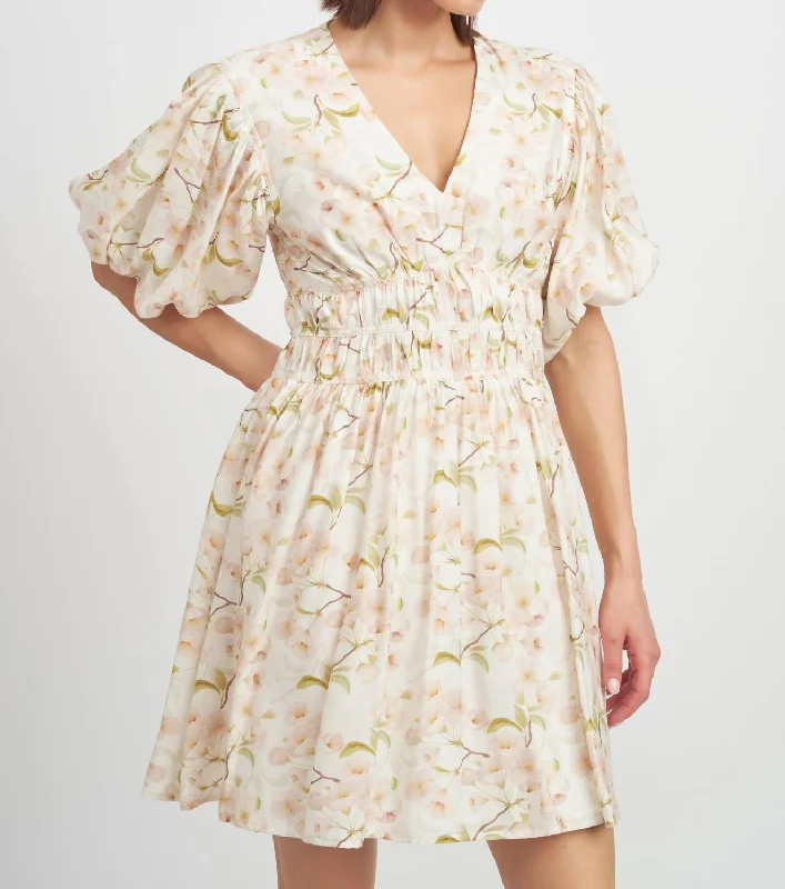 Save Up to 50% Off!Callie Mini Dress In Cream With Flowers