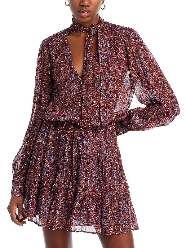 Save More Than Ever!Cleobelle Womens Chiffon Metallic Mini Dress