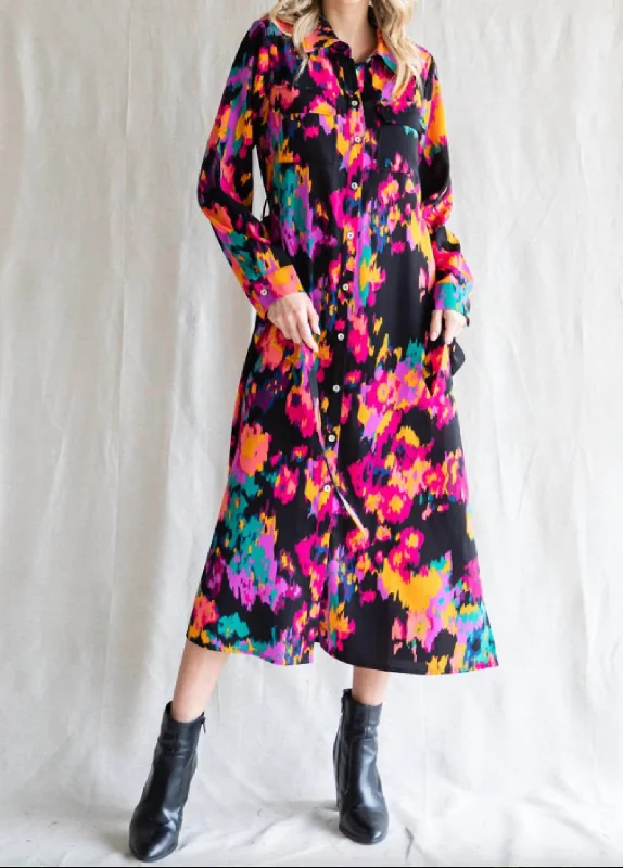 Buy One, Get One Free!Collared Neck Midi Dress In Black