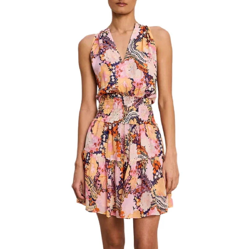 Today Only – Don’t Miss It!Courtney Silk Mini Dress In Midnight Rose Multi