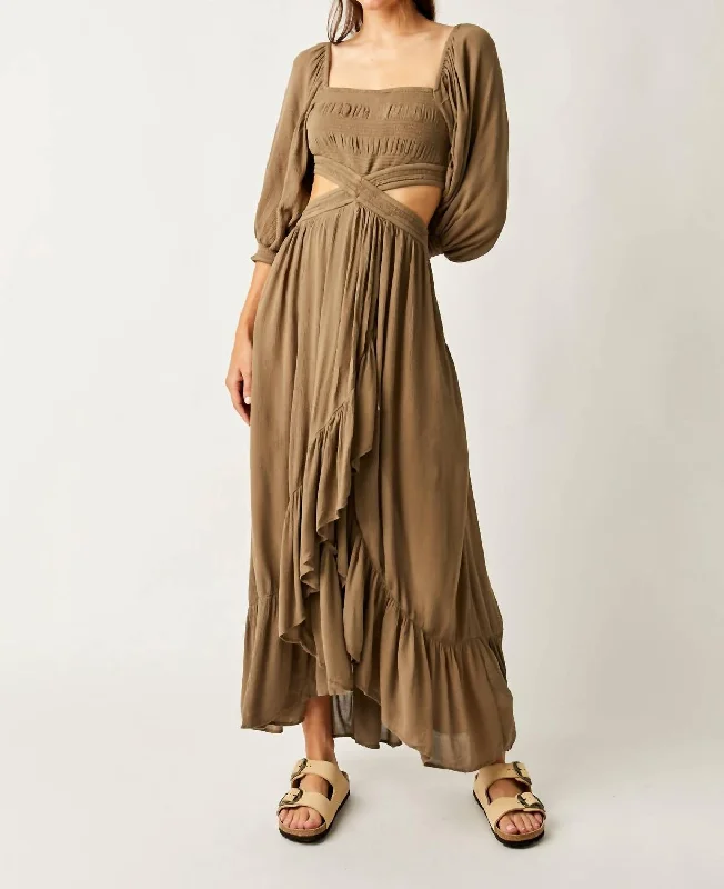 Your Shopping Wish, Our Discount Command!Cross My Heart Maxi Dress In Olive Stone