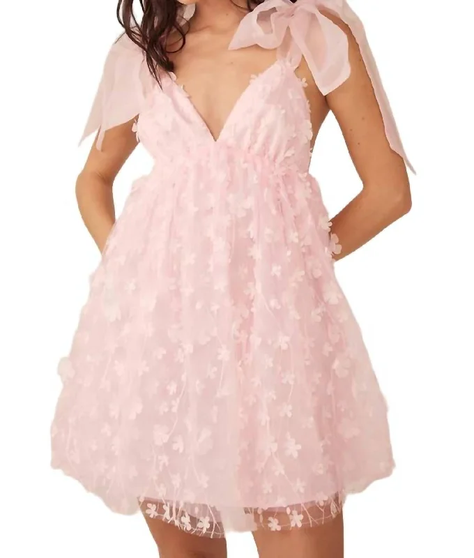 Great Deals, Just for You!Dreamy Flower Petal Mini Dress In Rose Quartz