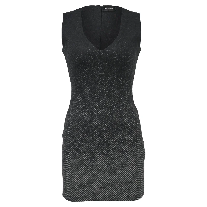 Get Ready to Save!Dsquared2 V-Neck Mini Dress in Grey Virgin Wool