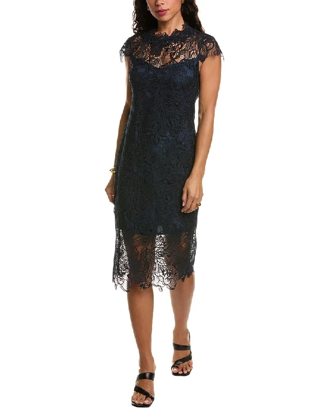 The Best Offers Are Here!Elie Tahari Lace Applique Midi Dress
