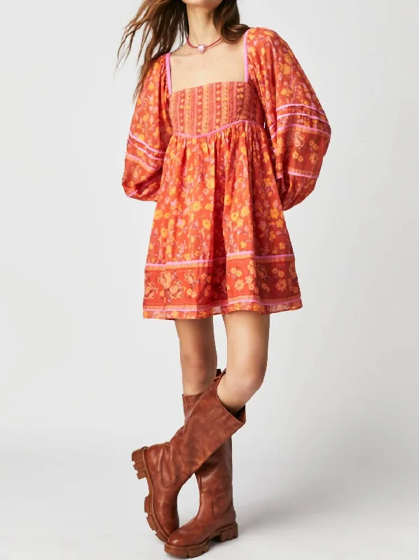 Limited Time Offer!Endless Afternoon Mini Dress In Chili Combo