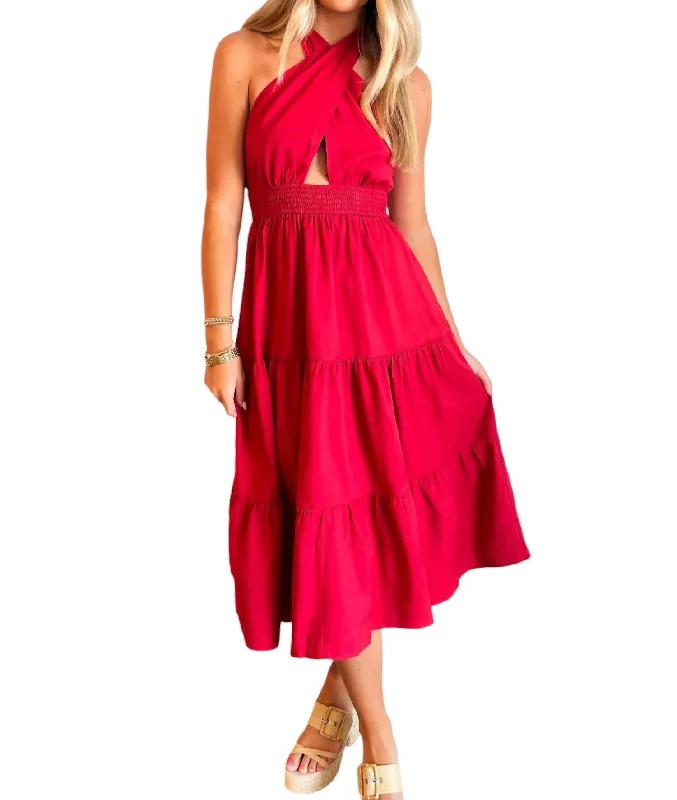 Get More for Less!Every Occasion Midi Dress In Red