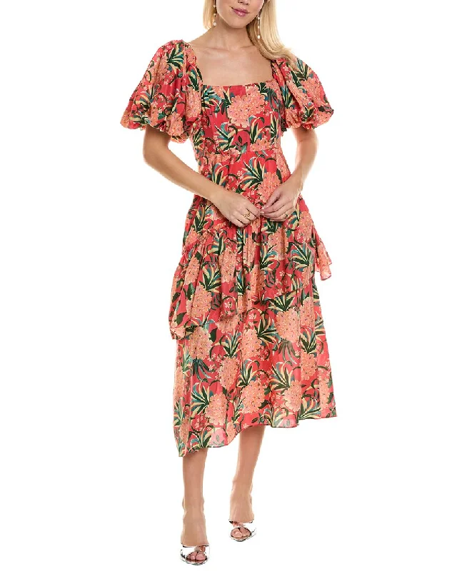 Save Up to 50% Off!FARM Rio Bubble Sleeve Midi Dress