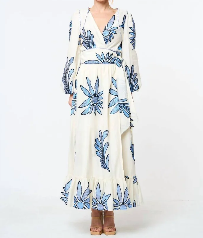 Shop Now and Save!Fawn Embroidered Midi Dress In Blue