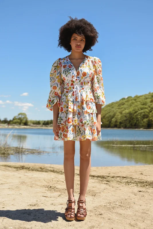 Unmissable Offers Await!Flower Land Cotton Viscose Voile Mini Dress