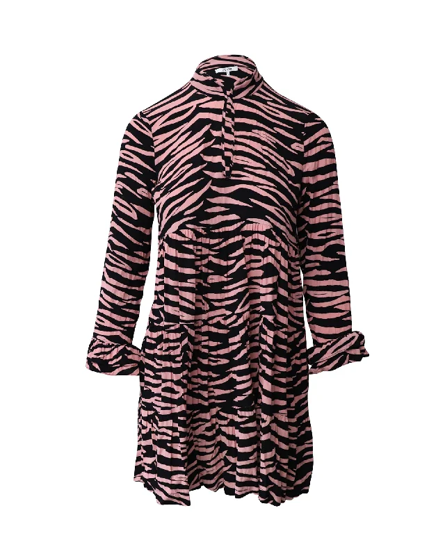 One Day Only – Huge Savings!Ganni Leopard Print Long Sleeve Mini Dress in Black and Pink Viscose One Day Only – Huge Savings!Ganni Leopard Print Long Sleeve Mini Dress in Black and Pink Viscose