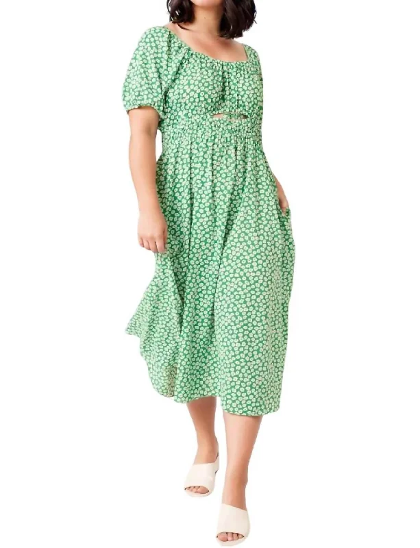 Lowest Prices Guaranteed!Giddy Floral Midi Dress In Green