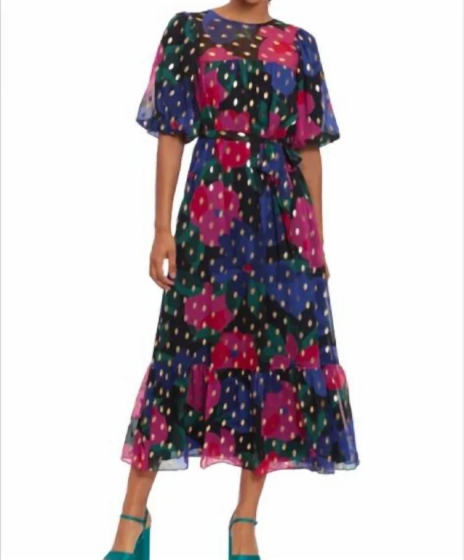 Save Up to 50% Off!Gold Foil Maxi Dress In Multi Colored