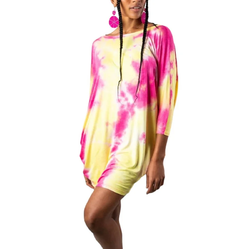 Shop Today, Save Tomorrow!Gradient Tie Dye Mini Dress In Pinkyellow