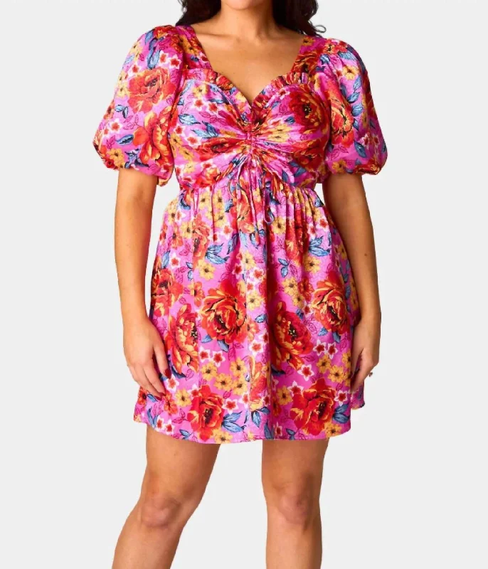 Your Wallet Will Thank You!Hannah Elastic Waist Mini Dress In Daisy Days