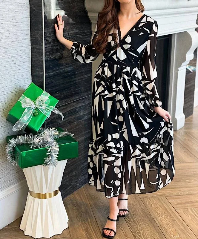 Limited-Time Price Drop!Happy Hour Maxi Dress In Black & White