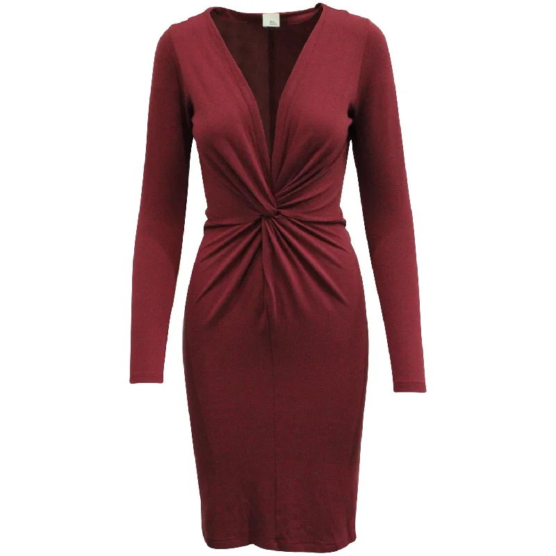 Price Drop Alert!Iris & Ink Front Knot Midi Dress in Burgundy Viscose