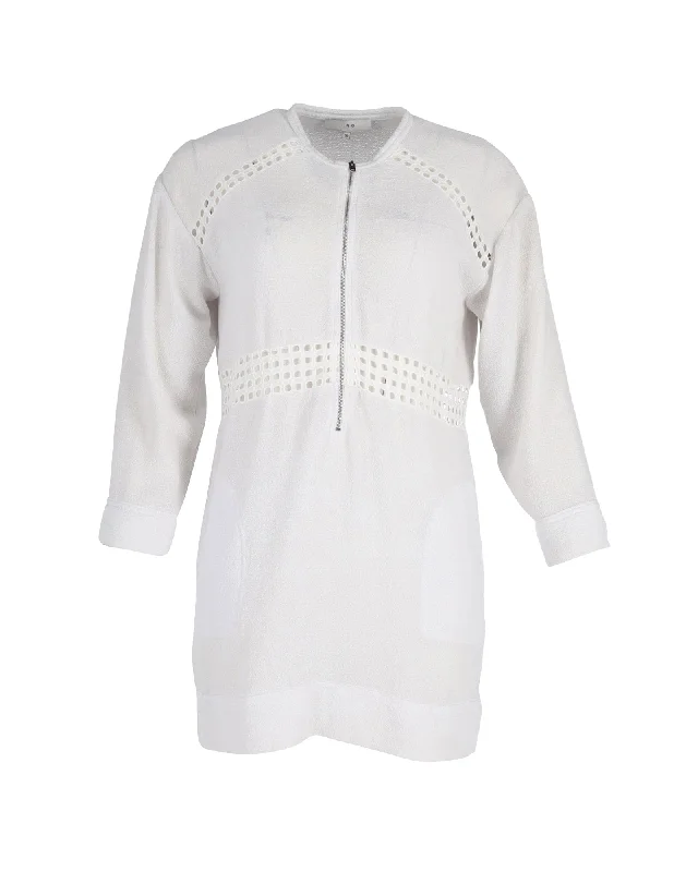 Don’t Wait – Shop Today!IRO Front Zip Perforated Detail Mini Dress in White Polyester Don’t Wait – Shop Today!IRO Front Zip Perforated Detail Mini Dress in White Polyester