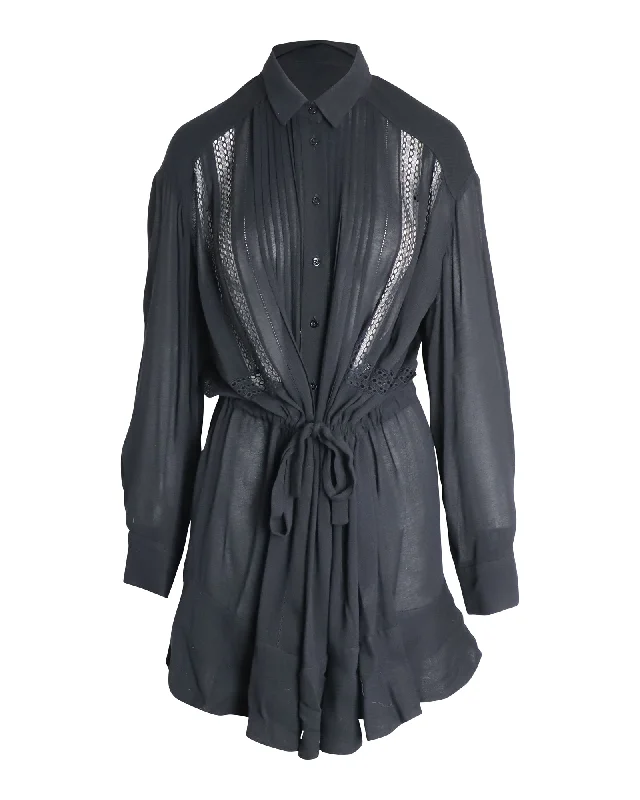 Save Like Never Before!IRO Sheer Detail Mini Dress in Black Rayon