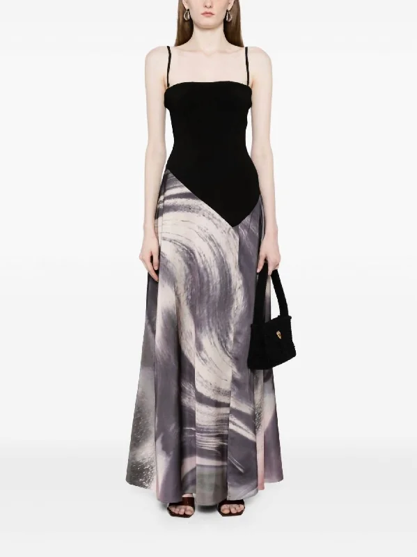 Crazy Discounts Inside!Kory Bustier Maxi Dress In Black Print