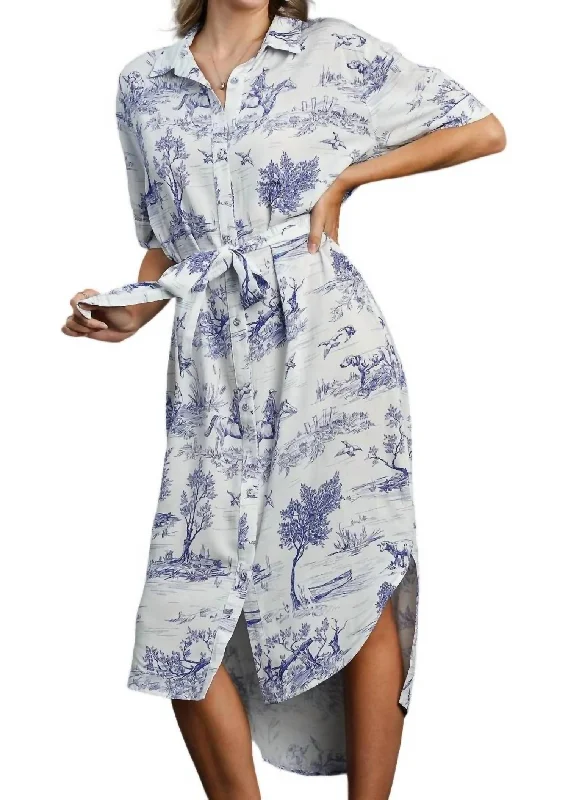 Today Only – Don’t Miss It!Landscaped Midi Dress In Blue