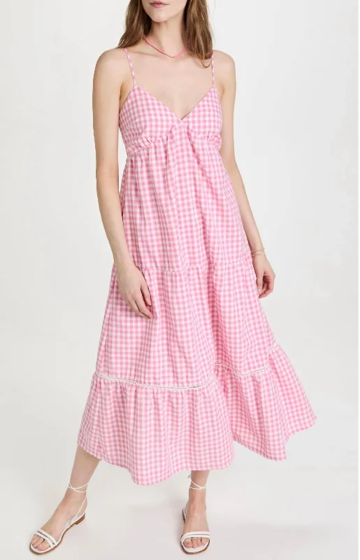 Enjoy Huge Discounts Now!Lets Go On A Date Maxi Dress In Pink Gingham