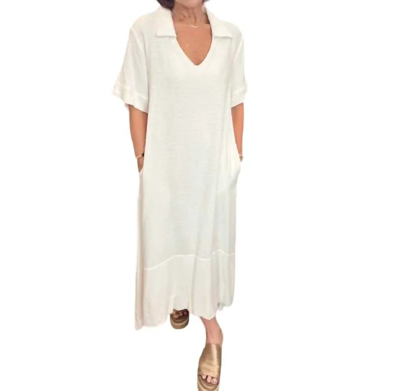 Shop Today, Save Tomorrow!Linen Blend Collared Midi Dress In White