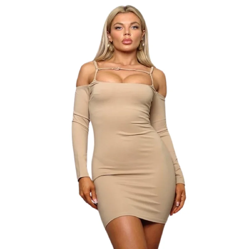 The Best Sale of the Year!Long Sleeve Cuff Front Strap Mini Dress