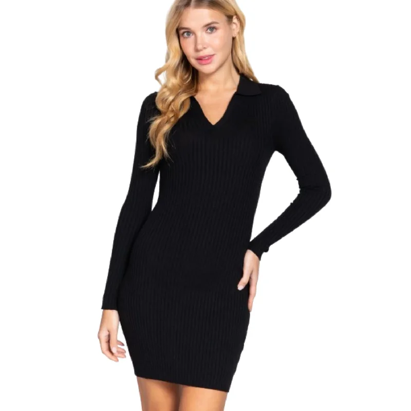 Don’t Wait – Deals Won’t Last!Long Sleeve V-neck Sweater Rib Mini Dress