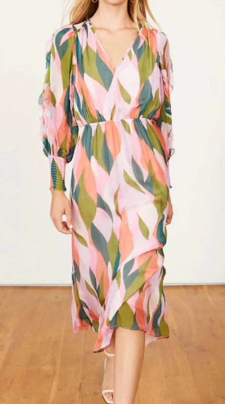 Bigger Savings, Better Shopping!Lotus Leaves Maxi Dress In Pink