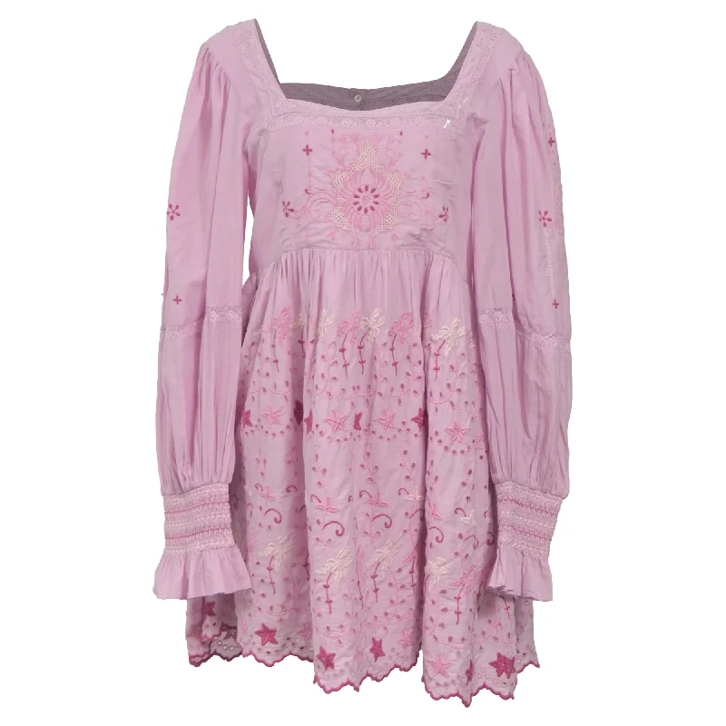 Save Like Never Before!LoveShackFancy Freja Mini Dress in Light Pink Cotton