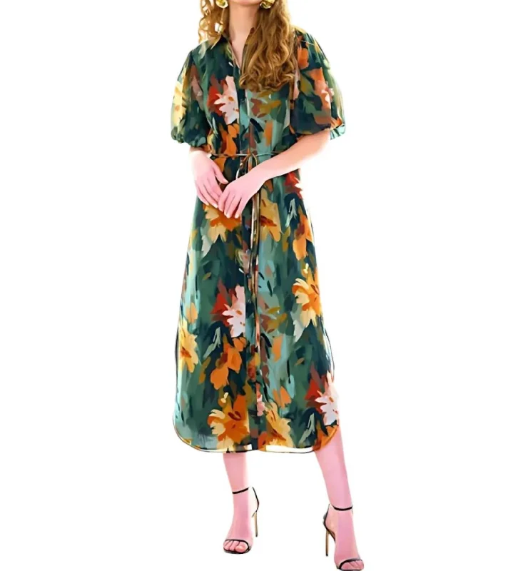 Crazy Discounts Inside!Madeline Midi Dress In Autumn Floral