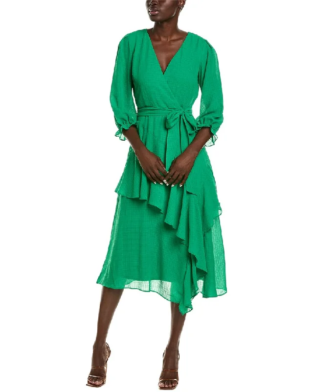 Special Discounts Inside!Maison Tara Check Chiffon Maxi Dress