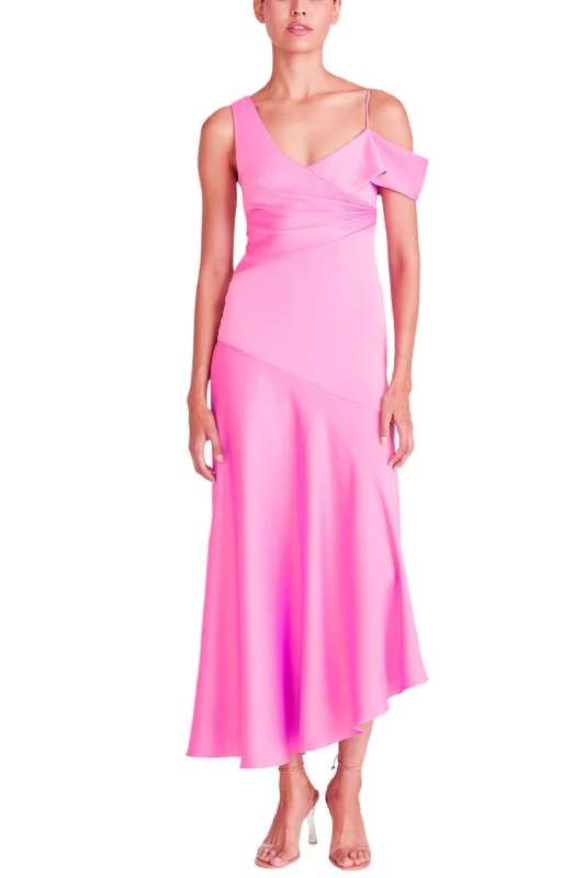 Every Deal is a Steal!Marin Satin Midi Dress In Candy Pink