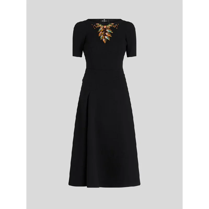 Save Money, Shop Happy!MIDI DRESS WITH FOLIAGE EMBROIDERY