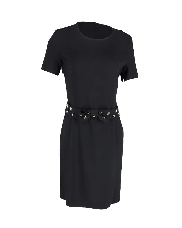 Score Huge Discounts Today!Moschino Studded Bow Belt Mini Dress in Black Polyester Score Huge Discounts Today!Moschino Studded Bow Belt Mini Dress in Black Polyester