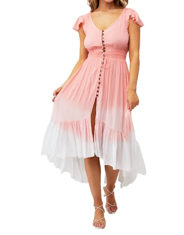 Stock Up and Save!New Moon Maxi Dress In Dusty Rose + White Gradasi