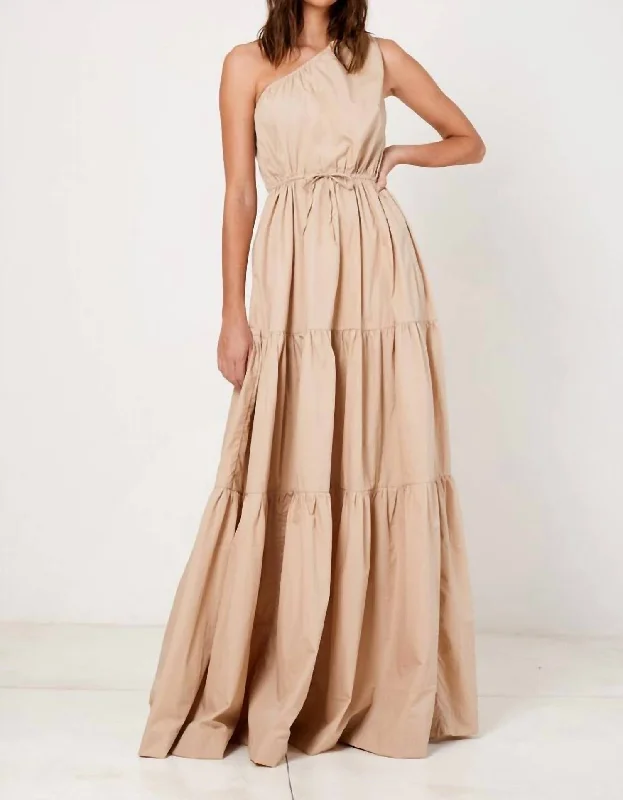 Huge Savings – Act Now!One Shoulder Tiered Maxi Dress In Mojave Desert