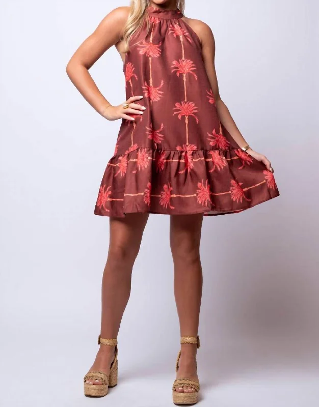 Unmissable Offers Await!Palm Breeze Mini Dress In Coral