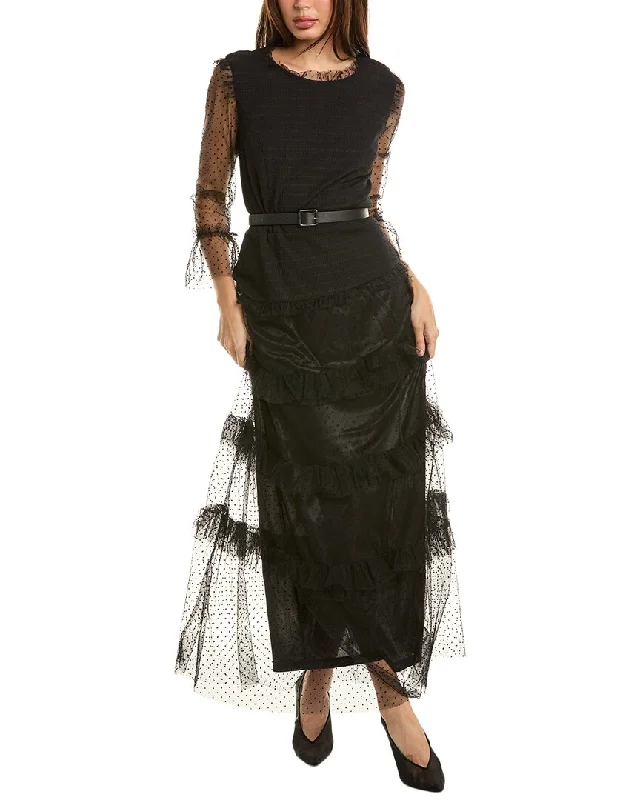 Limited-Time Price Drop!Pascale La Mode Textured Mesh Midi Dress